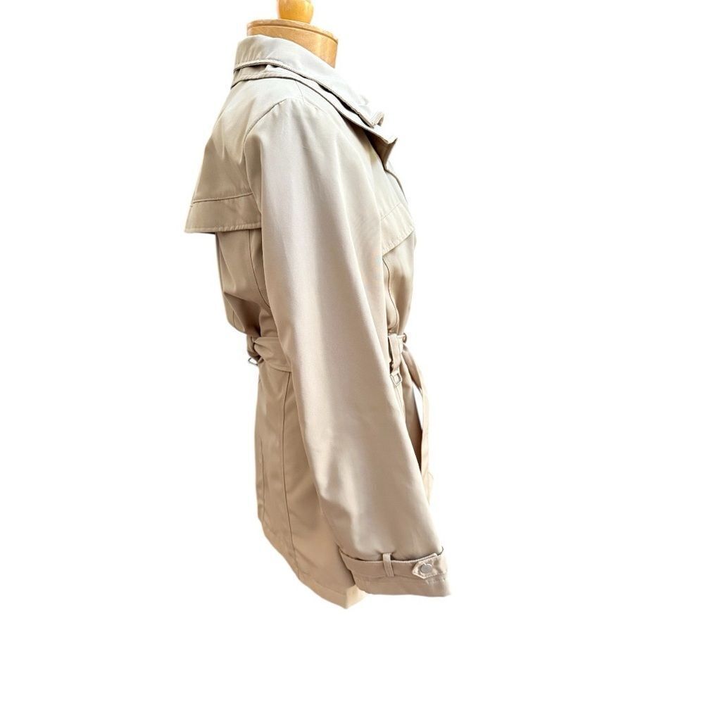 Dana Buchman Leopard-Lined Trench Coat Beige Belted Jacket size Med. - Picture 3 of 11